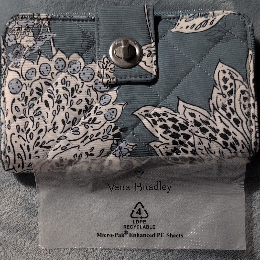 Vera Bradley Olive and White Floral Wallet